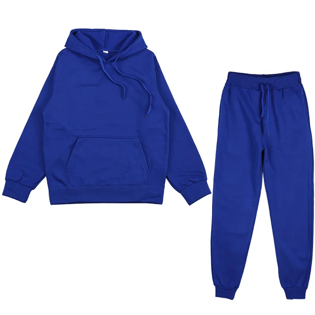 Tracksuits Men's Women's Hoodie Pants Set Oversized Long Sleeve Sportwear Tracksuit Set Autumn Winter Suits On Fleece Men Women Blue