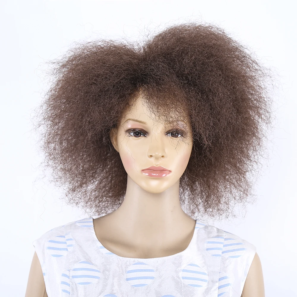 Pelucas Afro cortas para mujer, pelo sintético rizado de 6 pulgadas, Color negro, marrón y rojo