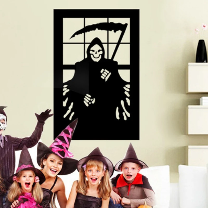 

3D Fake Window Scary Wall Sticker Happy Halloween Household Room Scrapbooking Mural Decor Decal Removable Terror