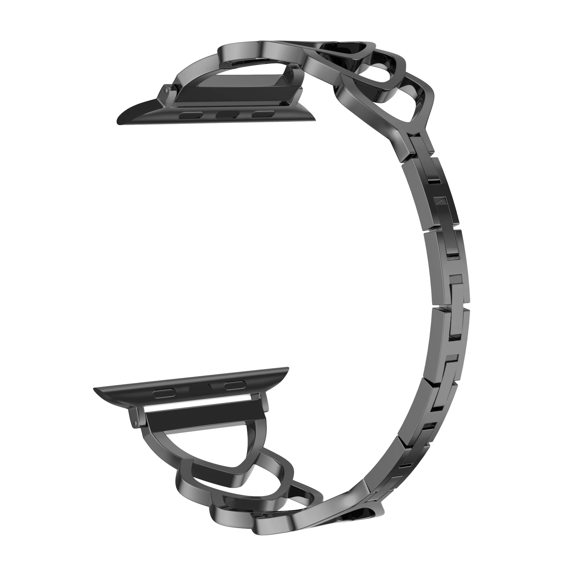 Розовые золотые ремешки для Apple Watch 5 4 3 2 1 браслет из нержавеющей стали для iWatch 42 мм 38 мм 4 ремешка 44 мм 40 мм ремешок - Цвет ремешка: black