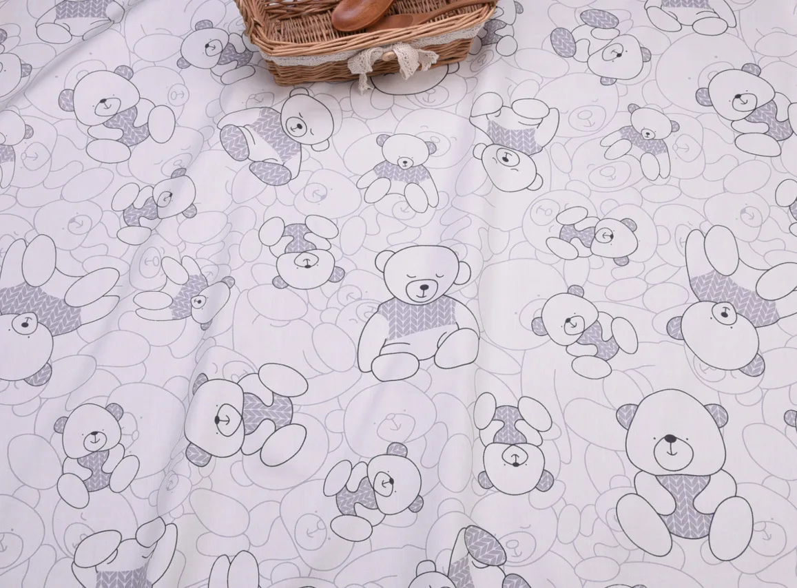 ткань медвежата. бязь мишки на сером. ткань с мишками. ткань медвежата. польский хлопок мишки.