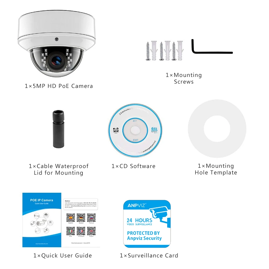 5MP POE IP Камера с микрофоном, аудио, IP камеры безопасности купол Камера открытый IP66 для дома и улицы ONVIF Совместимость Hikvision