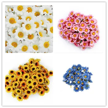 

Handmade Artificial Sunflower DIY Wreath Mini Flower Head For Wedding Decoration Fake Flower 100pcs
