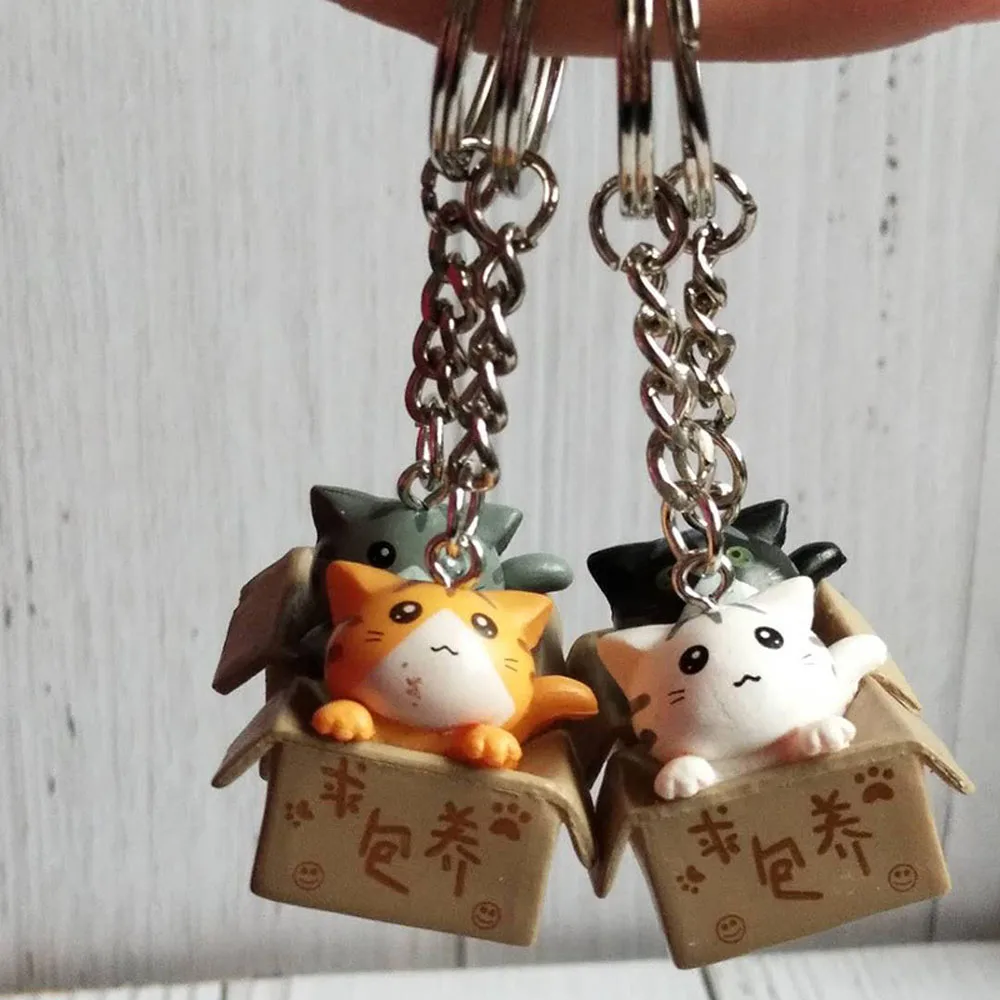 

Colorful Creative Keychain Personality Cute Little Cat Box Keychain For Women Men Kawaii Keychain Fashion Letter Cute Jewelry