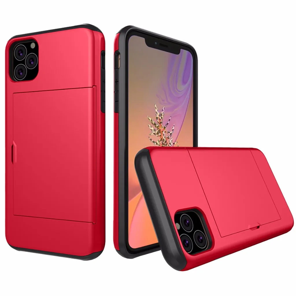 Чехол для телефона Mosunx с бумажником для iPhone 11, 6,1 дюймов, новинка, чехол с отделением для кредитных карт, амортизирующий чехол из ТПУ, внутренний внешний вид - Цвет: Красный