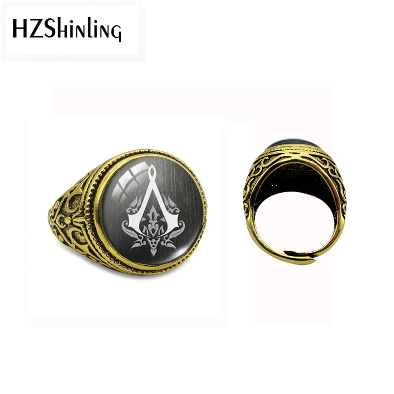 HZSHINLING, Новое поступление, антикварные кольца для мужчин, крутая игра, герои, стекло, винтажный стеклянный купол, ручная работа, ювелирные изделия