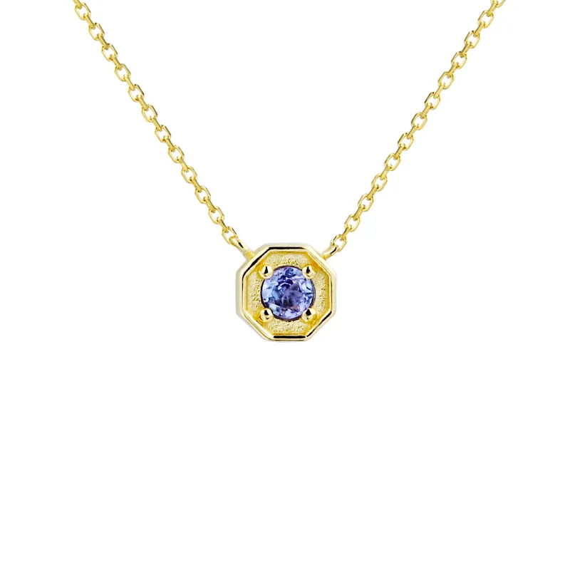 

Dun li New Style 925 Silver Super Simple Delicacy Polygon Gemstone Necklace Choker Women's Small Popular Ornament