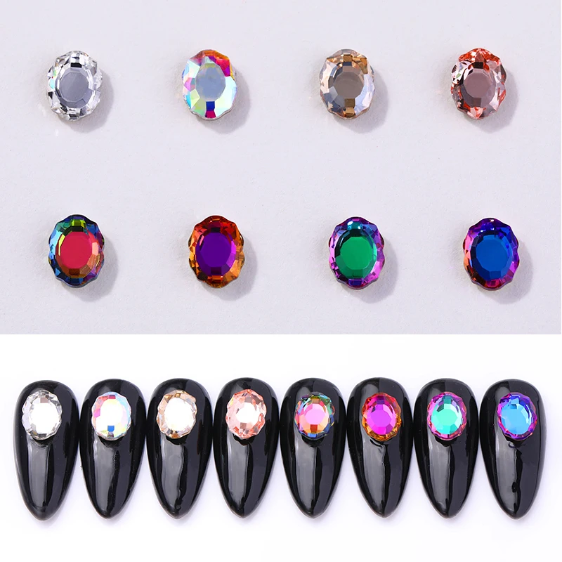 

10 Pcs Nail Rhinestones AB Color Drills Jewelry Decoration Laciness Shaped Mixed Color Flat Back 3D Nail Decorations