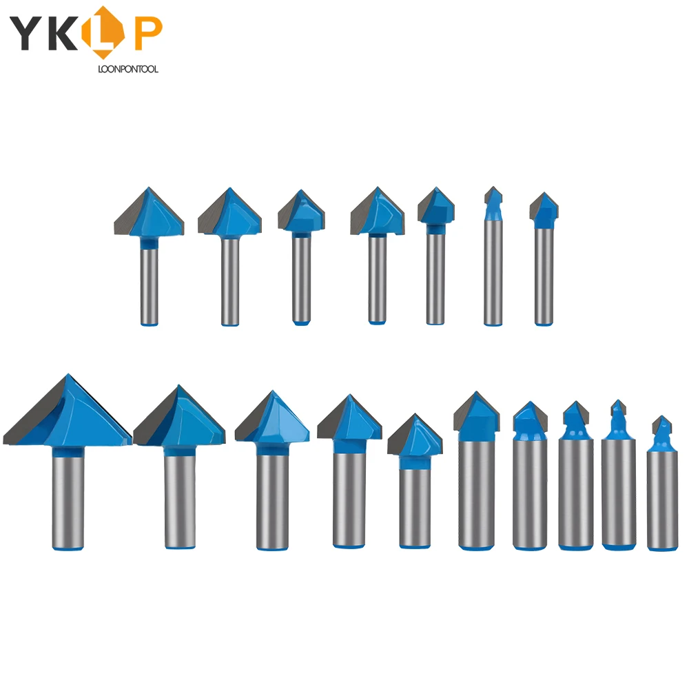 Trimming Router Bit Shank 6.35/12.7mm Wood Cutter Carbide Mill Woodworking Engraving Carving Cutting Tools V Type | Инструменты
