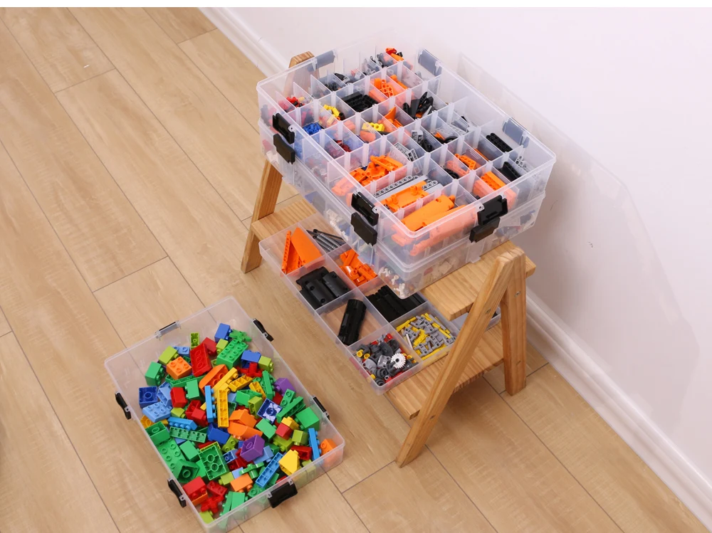 Прозрачный пластиковый ящик для хранения строительных блоков Lego ...