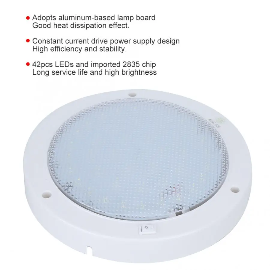 42 светодиоды 12V 9W 840LM высокое Яркость круглый светодиодный потолочный светильник для автомобиль Лодка домой автомобильные аксессуары араба Аксесуар