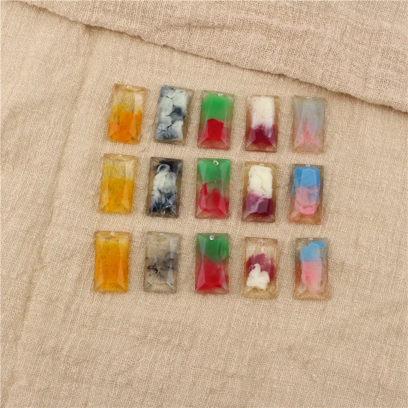 

10 шт. Новые прозрачные нестандартные смешанные цвета Полимерная серьга Подвески прямоугольные простые серьги браслет подвеска ювелирные изделия