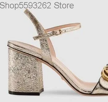 

NEW high heel women sandals Adjustable ankle strap gold-toned hardware high-heel leather sandal