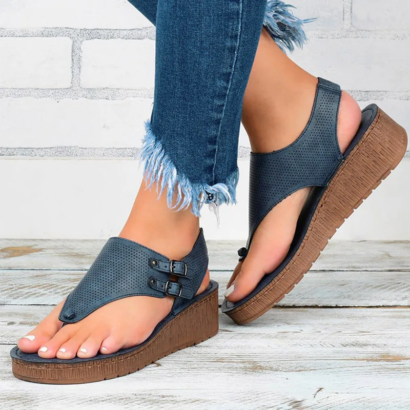 Sandalias de cuña con pequeña plataforma – Ailovinit