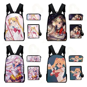 

Fashion School Backpack Anime Sailor Moon 3D Digital Printing Girls Three-piece Backpack for Daughter's Birthday Gifts