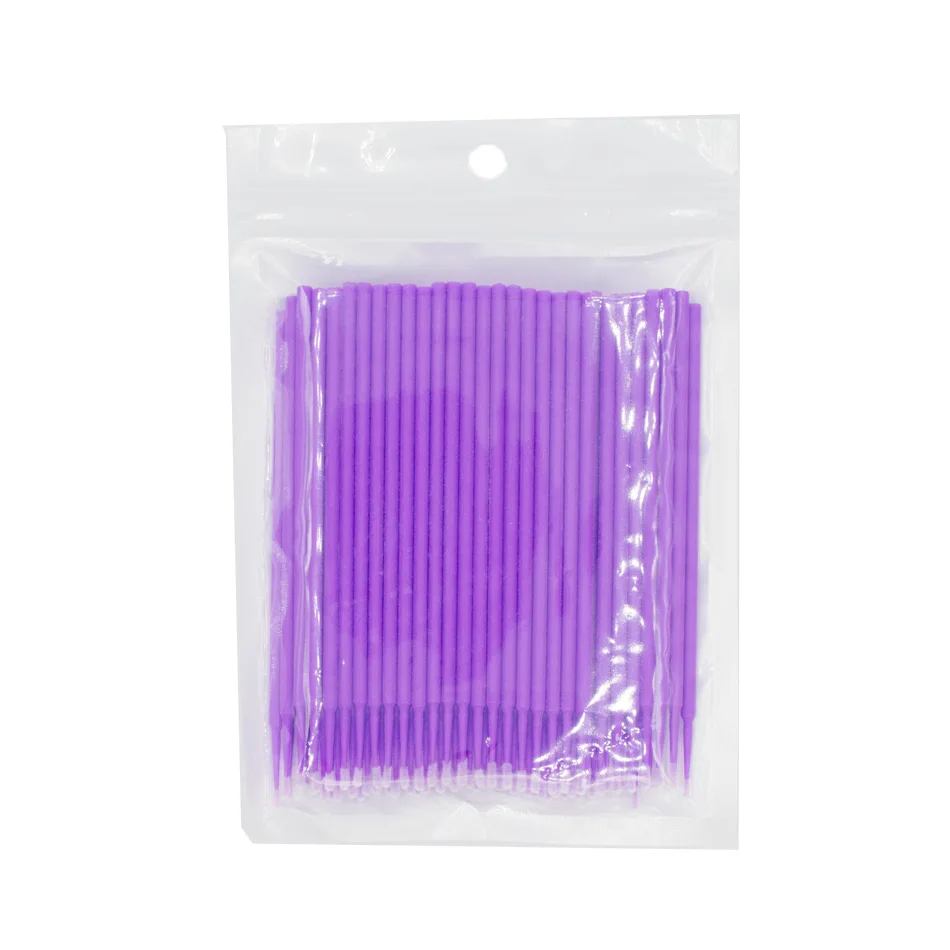 100pcs Disposable Micro Brush Individual Eyelash Extension Brush 5 Color Mascara Applicators Sticks Lash Removing Makeup Tools - Цвет: CB1-Purple