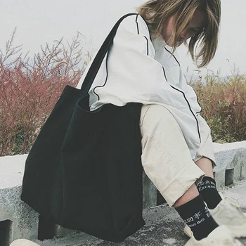 

2020 Women Canvas Shopping Female Shoulder Bag Environmental Storage Handbag Reusable Foldable Eco Grocery Totes