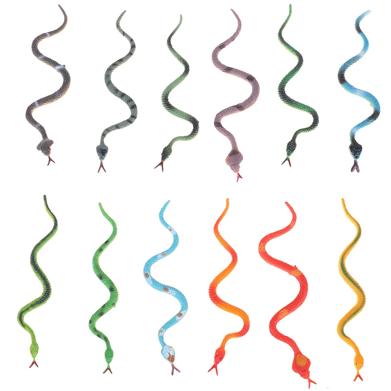 High Simulation Toy Plastic Snake Model Funny Scary Snake Kids Gag Prank Funny Favor Toys Halloween Prank Prop For Decor 12Pcs