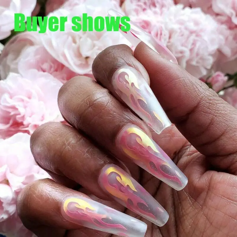 16pcs/lot Flame Nail Art Stickers Holographic Strip Tape Thin Laser Sticker DIY Foil Nail Art Decoration Sticker Decal