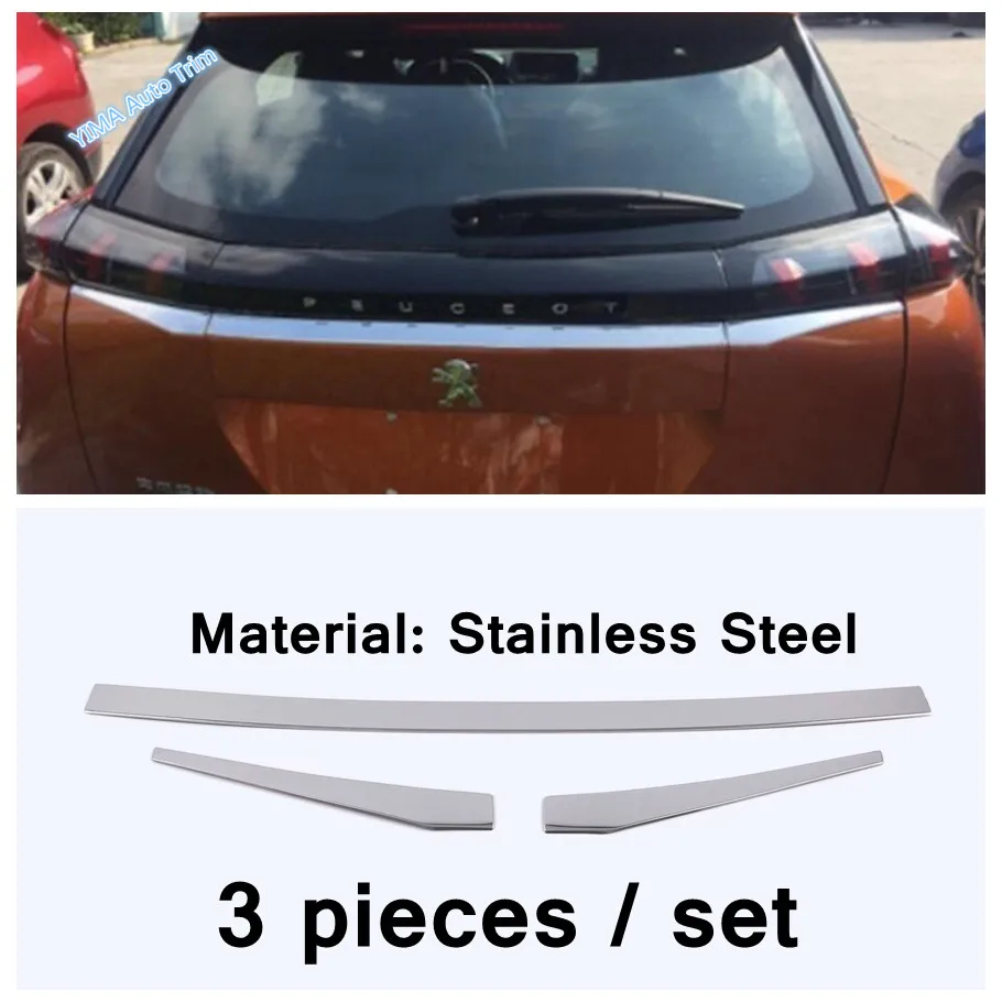 Rear Trunk Lid Cover Tailgate Trim Hatch Back Door Handle & Bumper Bottom Molding Boot Garnish Strip For Peugeot 2008 2020 2021