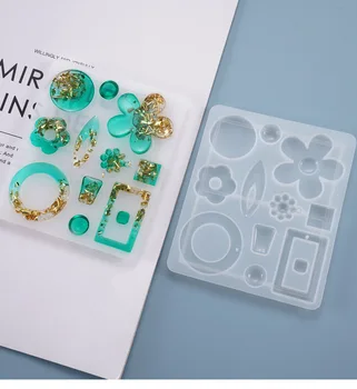 

Stud Earrings Casting Resin Mold Flower Handmade Pendant UV Epoxy Silicone Mold for DIY Jewelry Making Tools