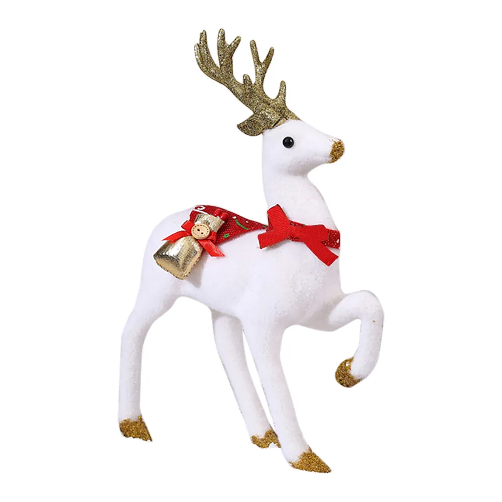 Navidad Christmas White Deer Simulation Deer Home Decoration Elk Doll Animal Model christmas decorations for home - Цвет: F