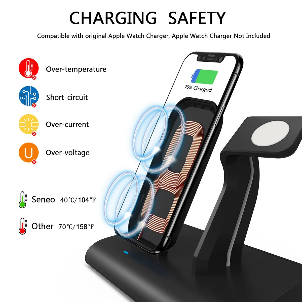SOONHUA 2In1 Qi Wireless Charger Charging Dock Stand Mobile Phone Chargers For Apple Watch Smart Phone
