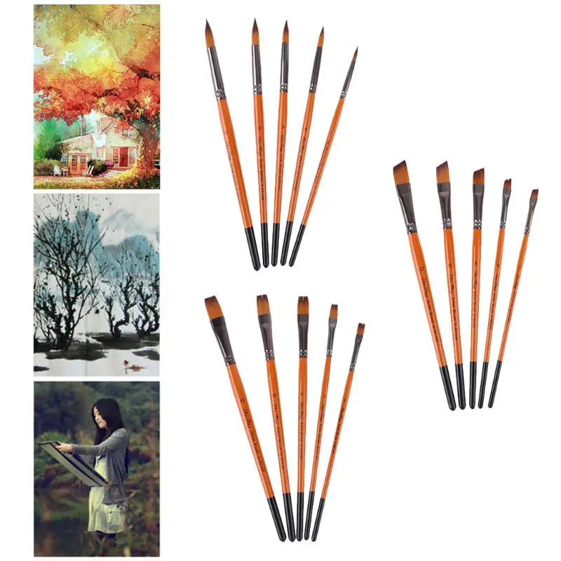 5 шт нейлоновые волосы набор кистей для рисования для художника инструмент акриловые акварельные художественные ручки
