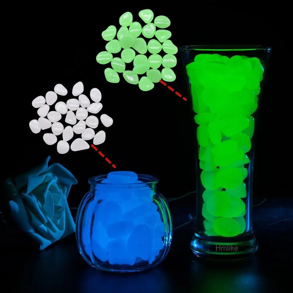 50Pcs Glow In The Dark Pebbles Glow Stones Rocks For Walkways Garden Path Patio Lawn Garden Yard Decoration Luminous Stones