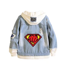 

Anime One punch man Coat Teens cowboy Cosplay Jacket Men Women Casual Denim Hooded Loose coat Cartoon Hooded