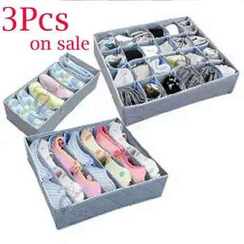 

3pcs/set Clothes Storage Grid Boxes with Compartments Clothes Organizer Container Separator Clothing Storage Box