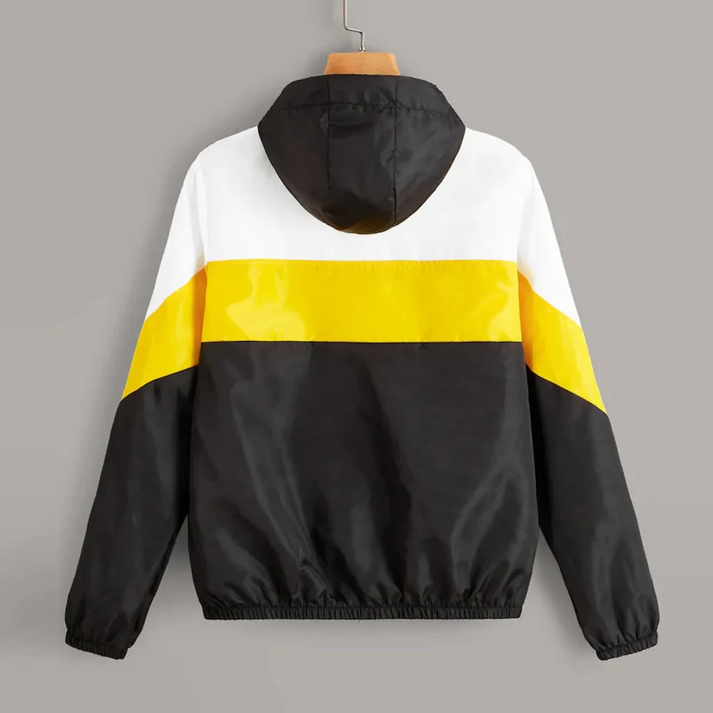 Womail S-XXL пальто с капюшоном женские куртки на молнии с карманами ветровка повседневное пальто с длинными рукавами осеннее лоскутное тонкое с капюшоном