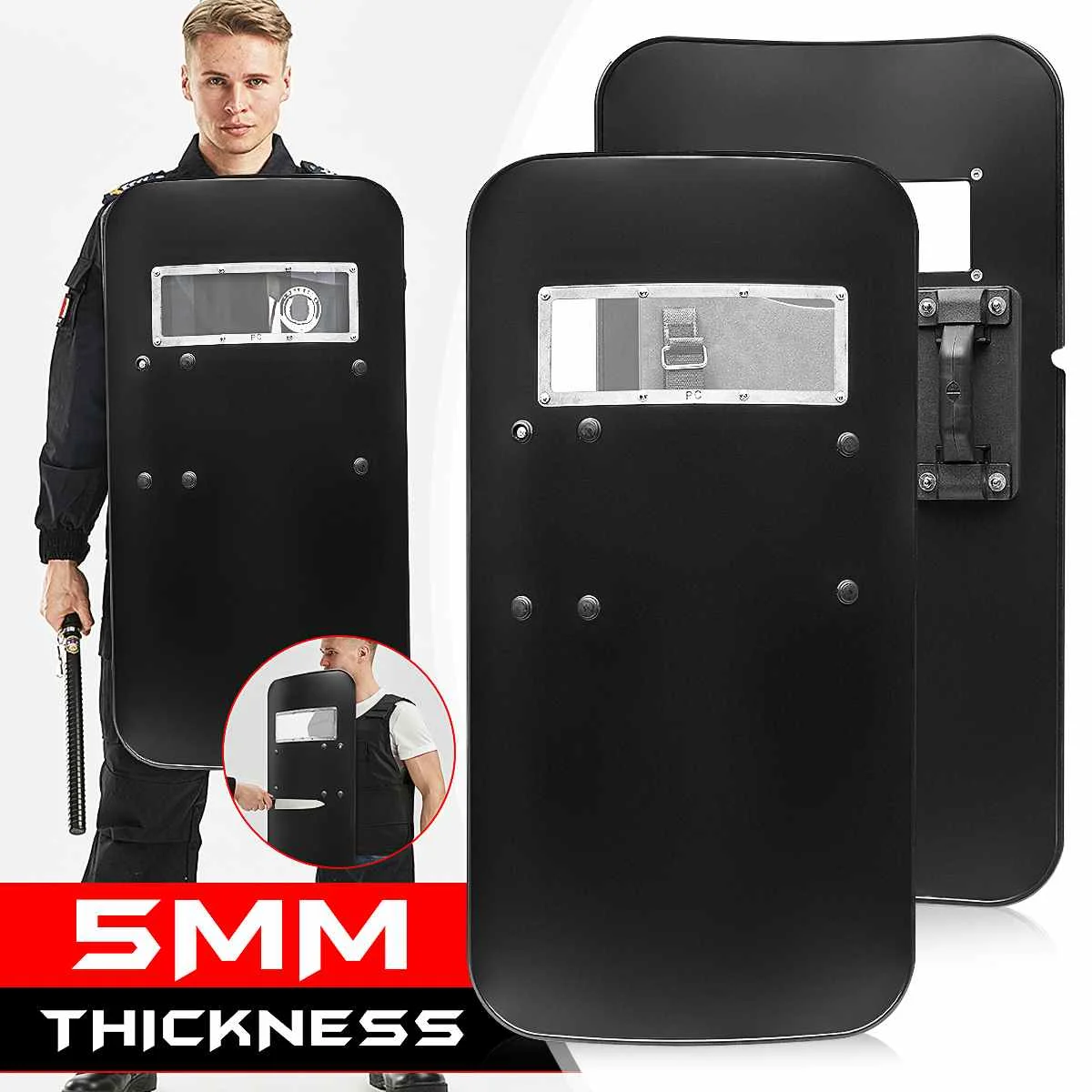 Black PC Plastic Tactical Anti-Riot Shield Self Protection Security Handheld Defence Tool Protect | Безопасность и защита