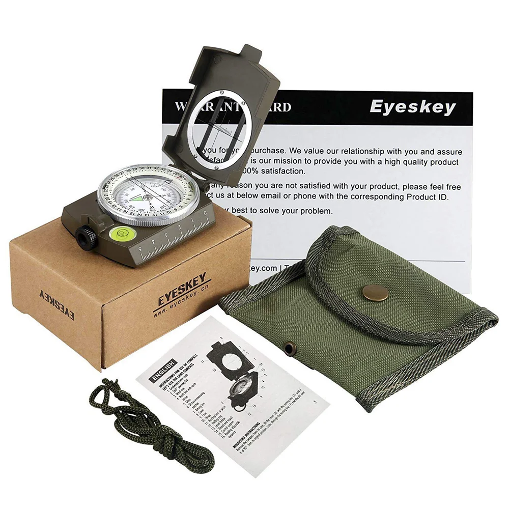 Eyeskey Военный компас с лупой выживания геологический Компас для Пешие прогулки на
