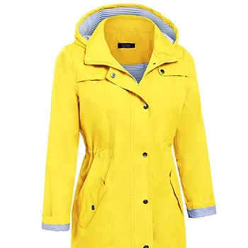 

Yellow Outdoor Hiking Rain Coat Thick Pocket Women Waterproof Rain Coat Ladies Fashion Rain Coat Capa De Chuva Rain Clothes L