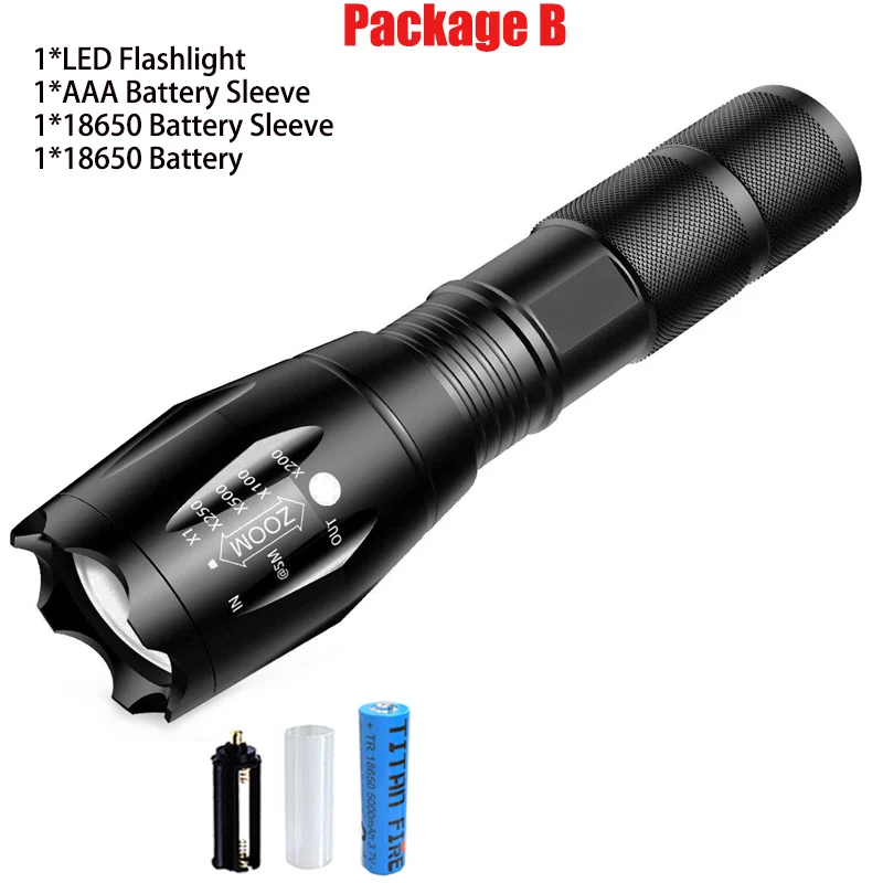 Package B T20 Q250 светодиодный светильник-вспышка, ультра яркий T6/L2/V6 фонарь, масштабируемый, 5 режимов, TL360, водонепроницаемый, устойчивый, ручной светильник, велосипедный светильник - Испускаемый цвет: Package B