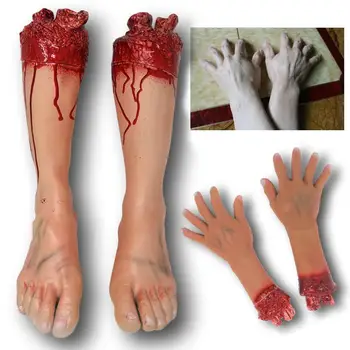 

Bloody Severed Fake Latex Arms Legs Feet Hand Hands Halloween Prop Latex Hands gloves