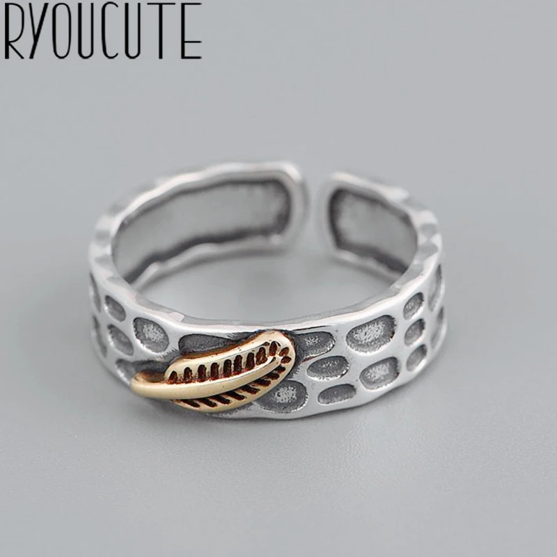 Bijoux, простой стиль, 925 пробы, серебряный лист, кольца для женщин, подарки, большие Регулируемые кольца на палец - Цвет основного камня: gold