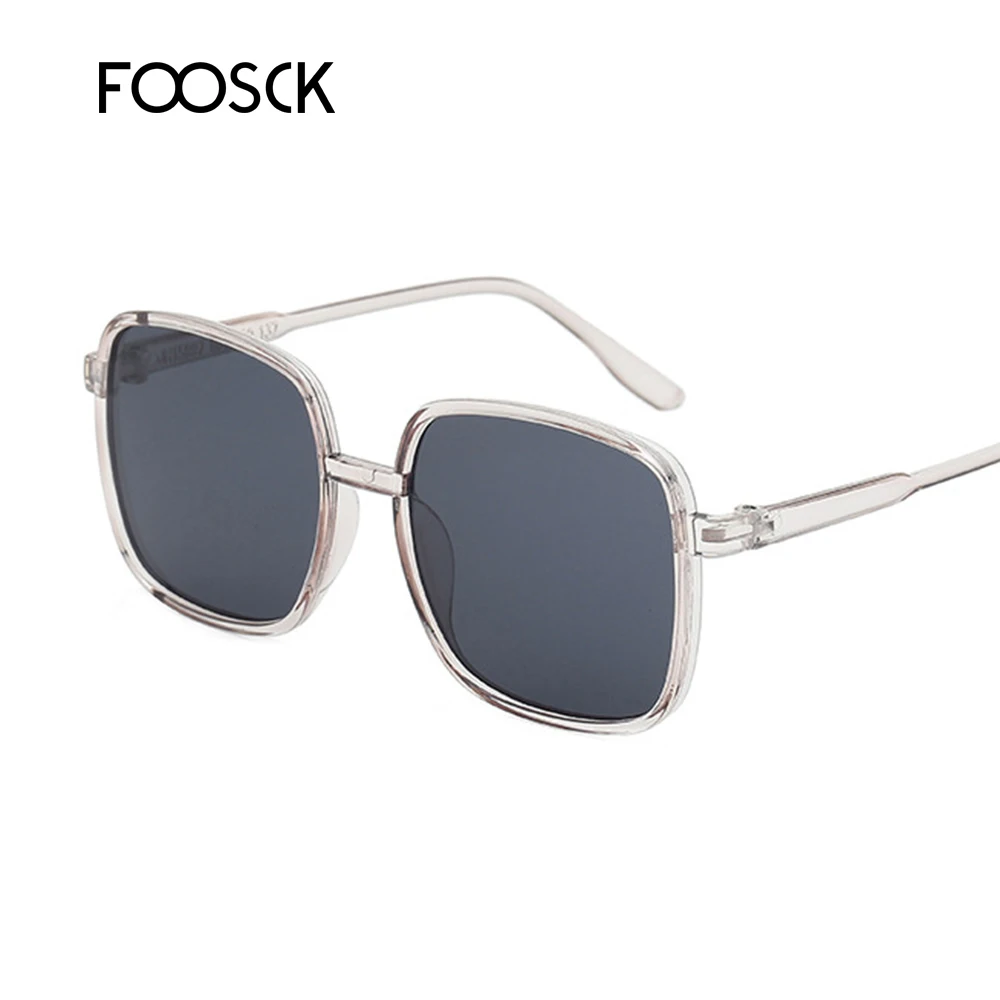 FOOSCK, винтажные Квадратные Солнцезащитные очки для женщин и мужчин, роскошный бренд, черная коричневая оправа, солнцезащитные очки, женские оттенки, UV400