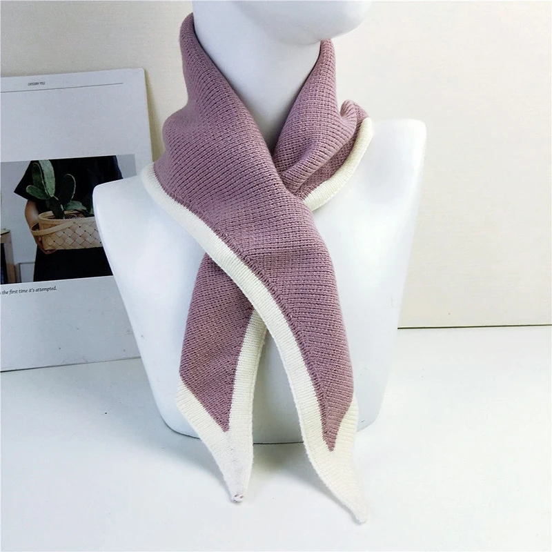 

Winter Triangular Shawls Shoulder Wrap Neck Scarf Triangle Collar Scarf Solid Color Knitted Scarf Warmer Shawls Women Fashion