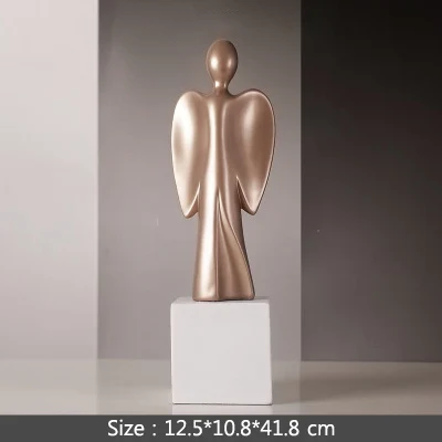 Gold Base Nordic Abstract Angel Statue Creative Angel Wings Sculpture Ornament Room Desktop Decoration Home Decoration Accessories - Цвет: Gold Base