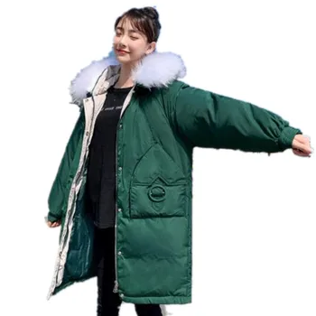 

Big Pockets Winter Women Jacket Coat Hooded Fur Collar Warm Female Cotton-Padded Jacket 2019 New Fashion Snow Wear Lady H101
