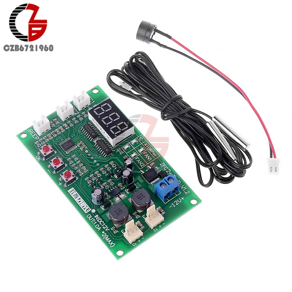 Regulador de Voltagem Canais 12v Controlador de Velocidade de Motor dc Digital Regulador de Temperatura Ventilador Luz de Led Interruptor de Controle de Velocidade Fios