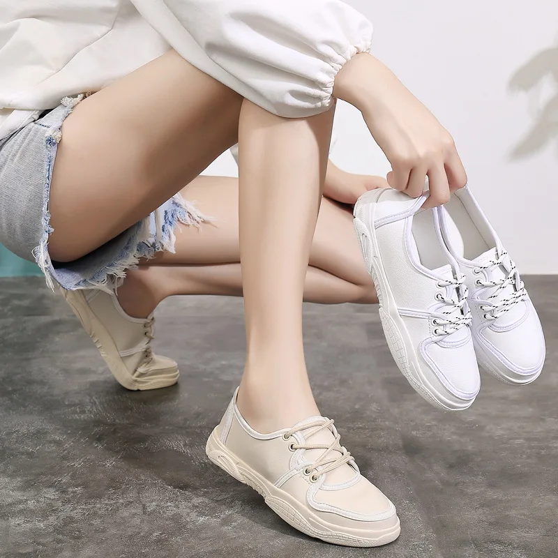

New Style Spring And Autumn WOMEN'S Genuine Leather Shoes Simple Anti-slip Wear-Resistant Students Base White Shoes Sports Dance