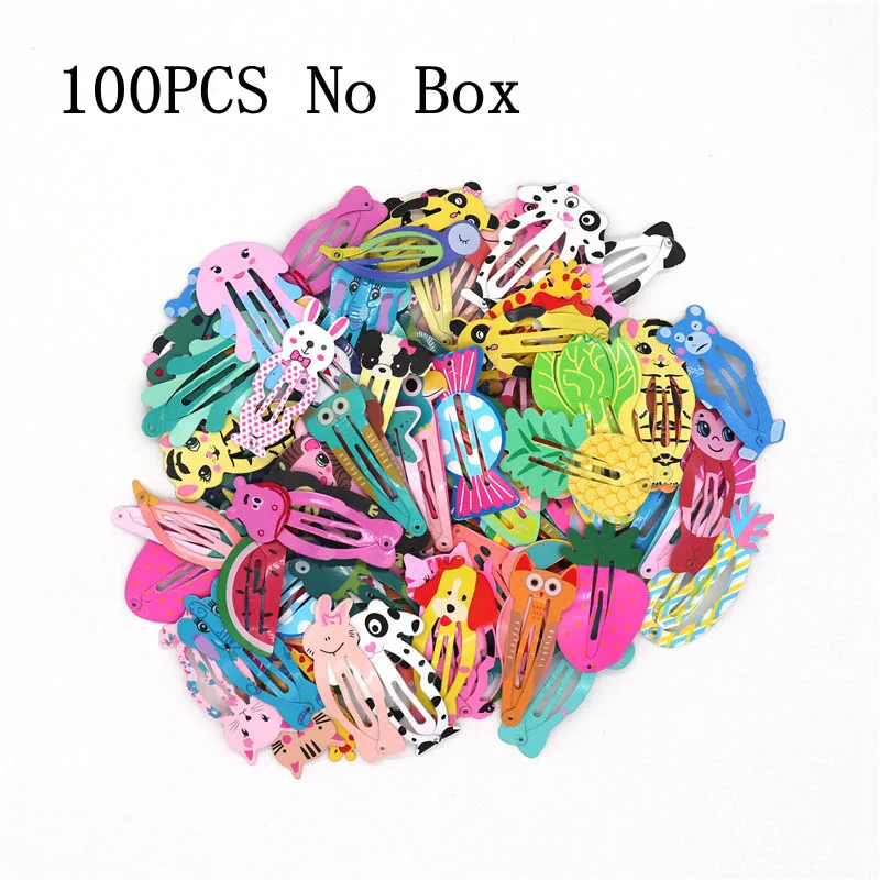 100pcs no box 100 шт./кор., милые заколки для девочек с рисунком, аксессуары для волос, заколки для волос, заколки для детей, заколка для причёски - Цвет: 100pcs no box