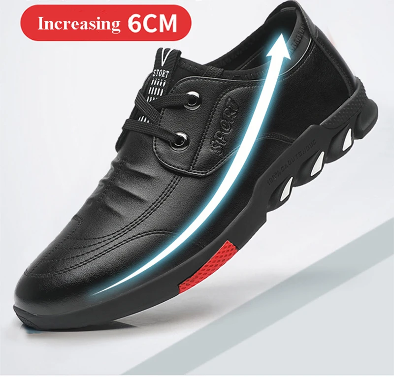 Merkmak New Autumn Men Leather Casual Shoes Classic Lace-up Business Flats Fashion British Style Increasing Shoes Big Size