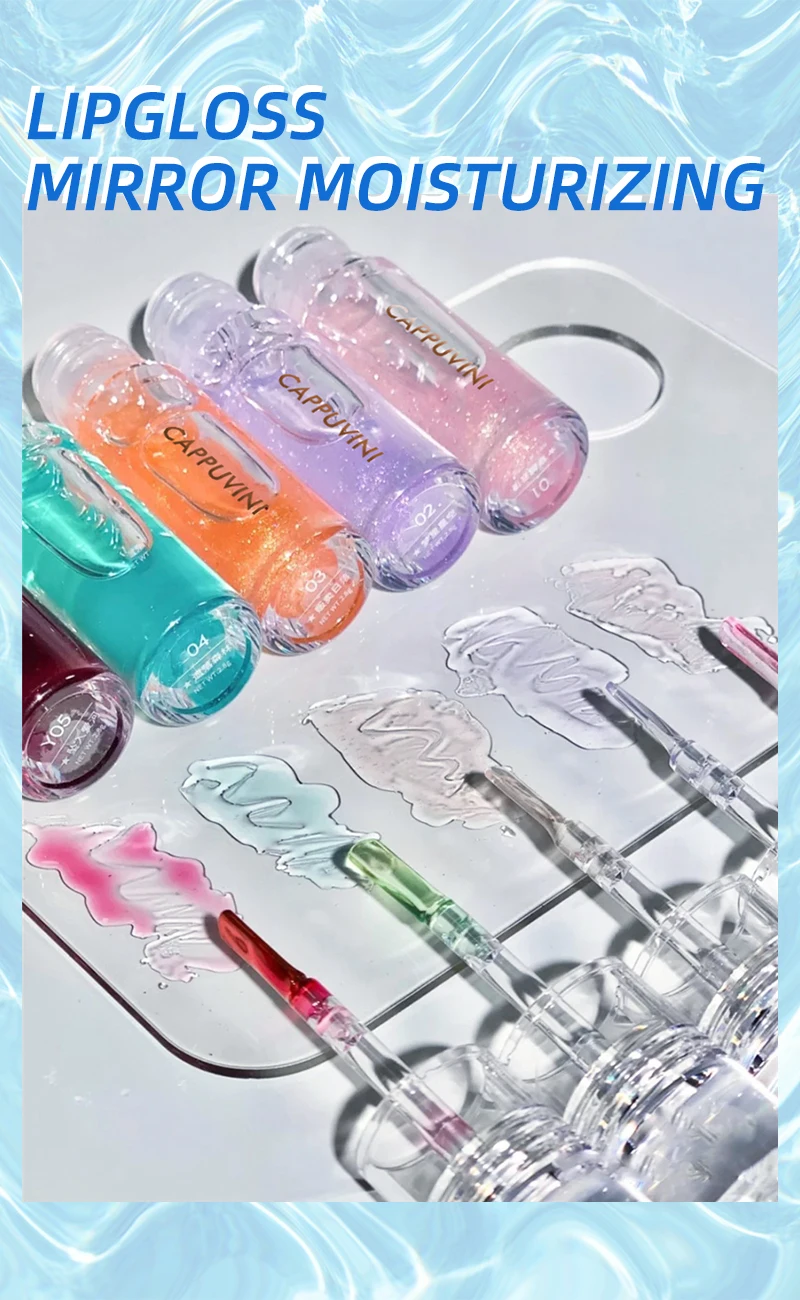 Description Picture 4 of item3PCS/Set Gloss Crystal Jelly Lip Gloss Lip Overlay Shiny Clear Mirror Moisturizing Lipgloss Glitter Liquid Lipstick Lip Tint Oil