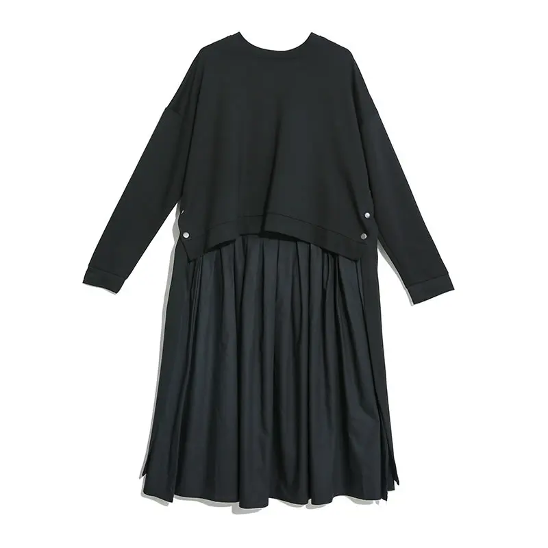 black LYH3101 XITAO Tide Женский комплект 2 шт. асимметричное платье плиссированная женская одежда Модный пуловер длинный рукав Миди платье осень LYH3101 - Цвет: black LYH3101