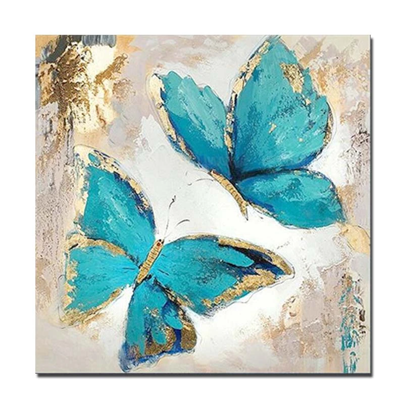 Hand Painted Cartoon Art Abstract Butterfly Oil Paintings on Canvas Blue  Butterfly Wall Picture Children's Room Home Wall Decor|Painting &  Calligraphy| - AliExpress