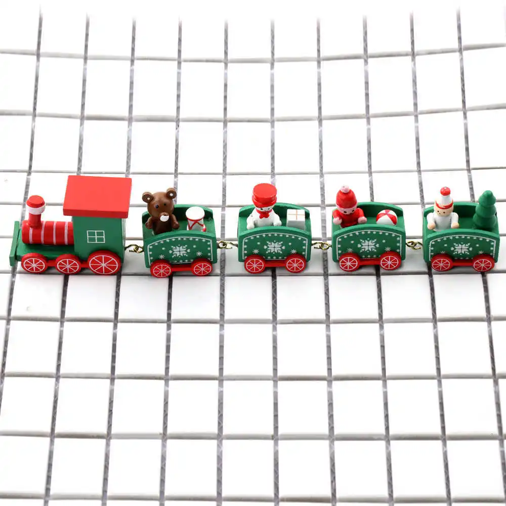 Новогодняя елка поезд Снежинка окрашенный Рождественский Декор, орнамент для дома сад Санта/медведь Рождественские Игрушки Подарки Navidad Новогодний подарок - Цвет: 5 cars green